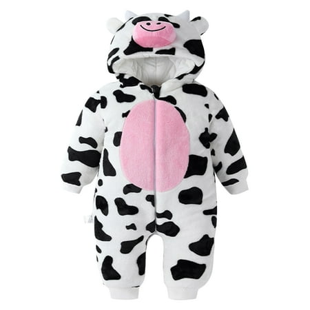 

Niuer Infant Casual Long Sleeve Winter Outwear Outfits Newborn Cute Hooded Jumpsuit One Piece Party Full Zip Cartoon Onesies Black 80cm