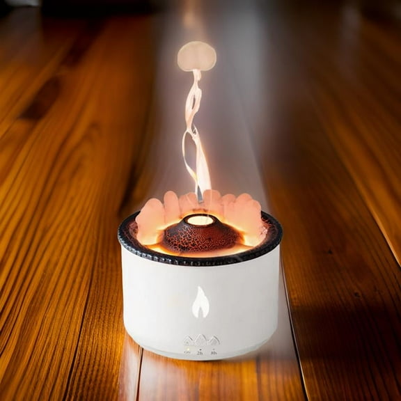 Aromatherapy Humidifier with Flame and Light Timer for Bedroom, Home, Yoga, Office, Perfect Present for Women, Flame Humidifier with Remote Control and Ultrasonic Volcano Humidifier