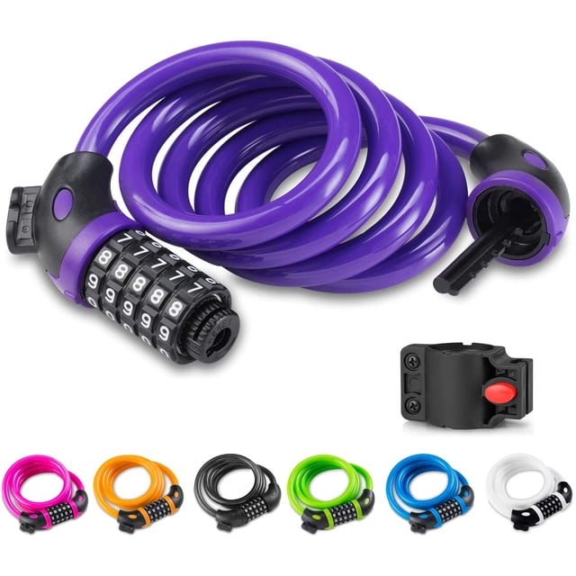 Bike Lock with 5-Digit Code Bicycle Lock Combination Cable Lock Lightweight & Security Bike Chain Lock for Bicycle, Mountain Bike, Scooter