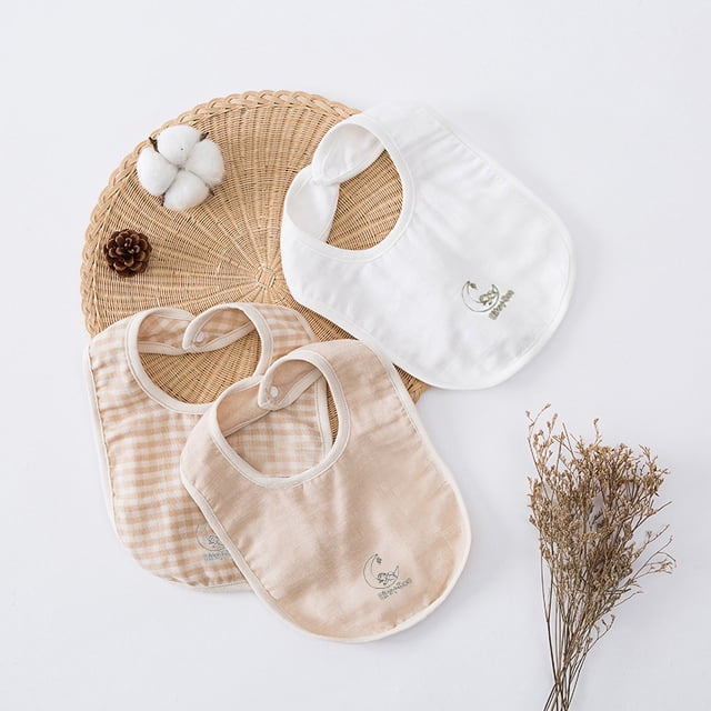Bitsy-Boo Muslin 100% Organic Cotton Boy Girl Baby Bib (Set of 3)