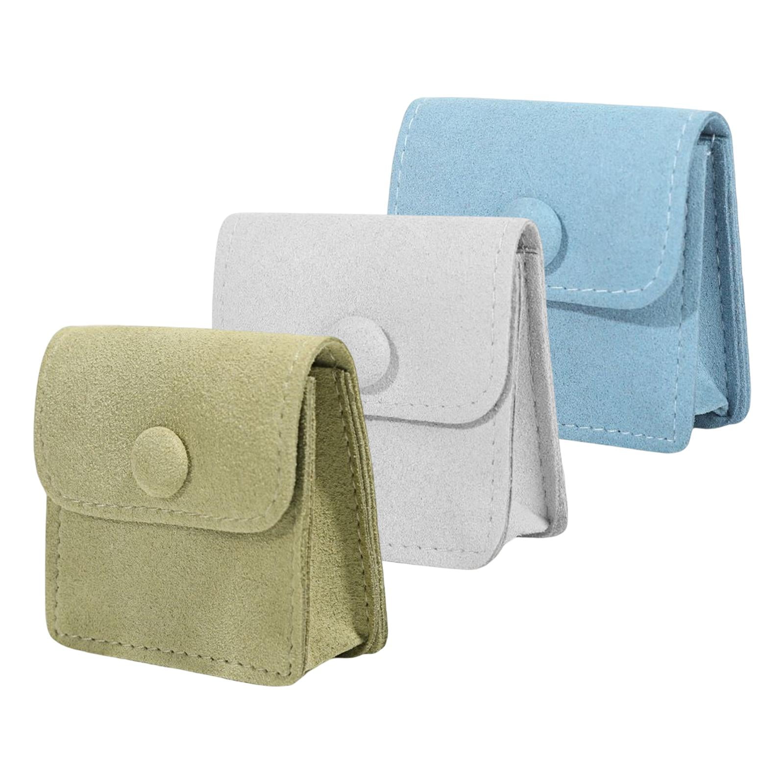 WSXBAGY 2 Pcs Jewelry Pouches with Snap Button Tangle Free Small Velvet  Microfiber Jewelry Pouches Storage Gift Bags for Rings Bracelets Necklaces