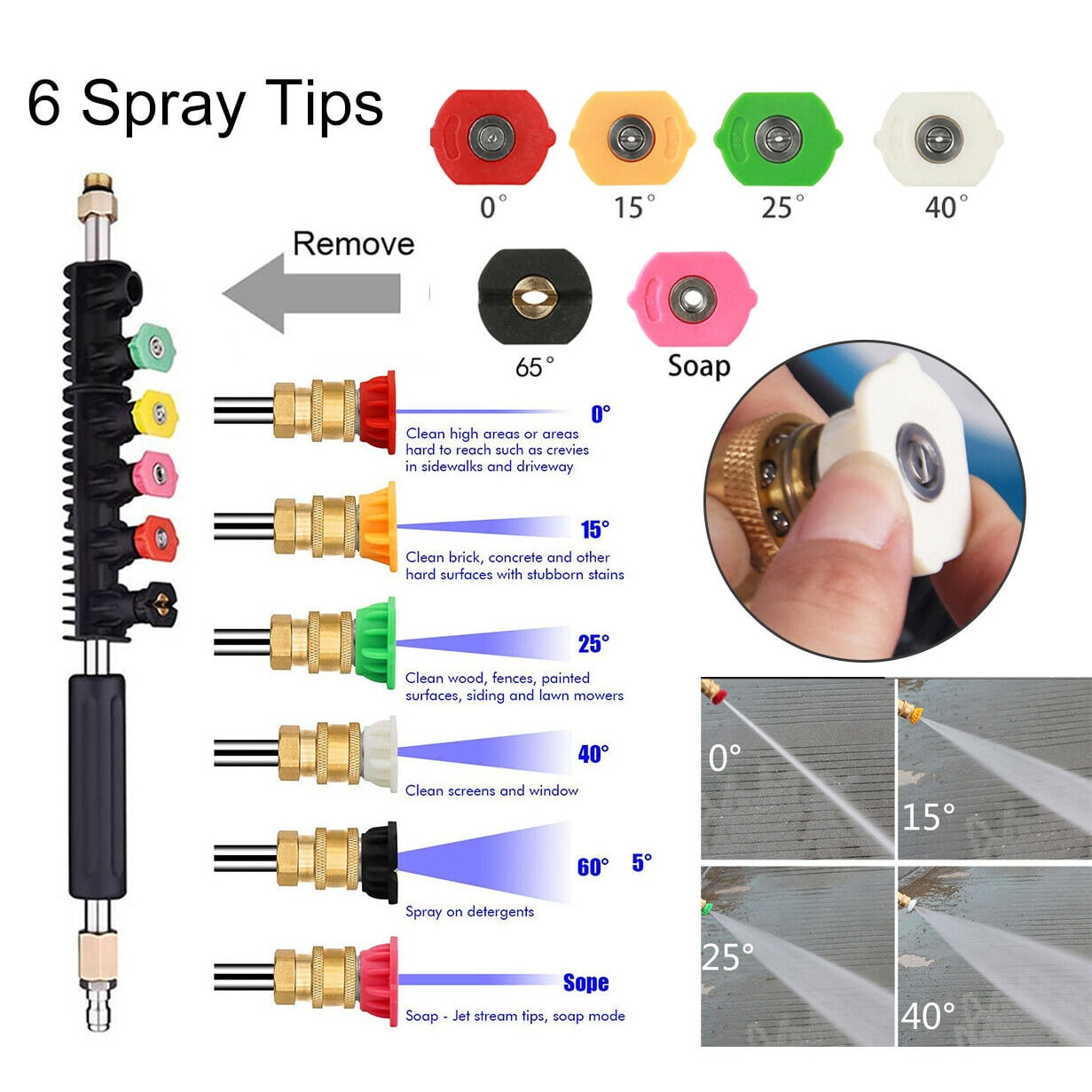 iMeshbean 120 Inch Pressure Washer Extension Wand Gutter Cleaning Tool Set 1/4" Quick Connect 4000 PSI Power Washer with 6 Spray Nozzle Tips, 30° Curved Rod, High Reach