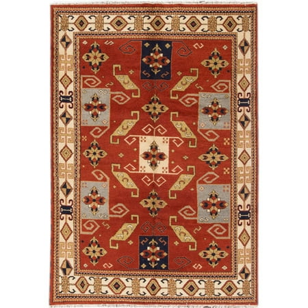 Apadana Fine Rugs Kazak Hand Knotted Red Orange Black Area Rug Apadana Fine Rugs Kazak Hand Knotted Red Orange Black Area Rug