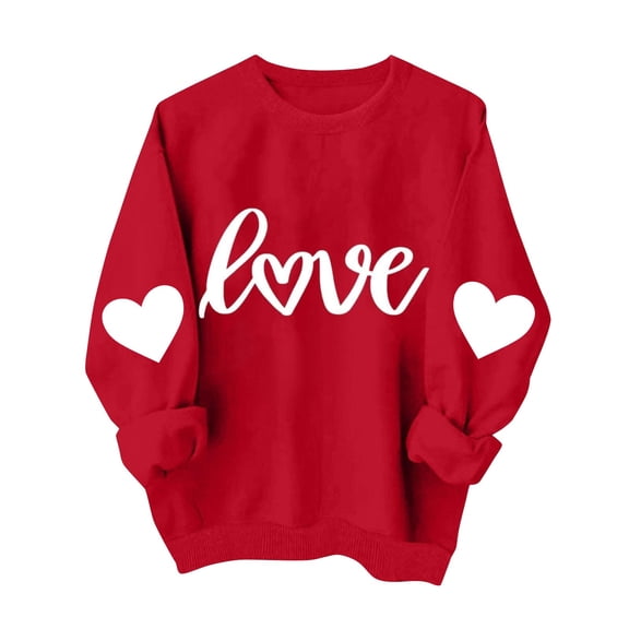 Valentine Sweatshirts For Kids Crew Neck Long Sleeve Cute Print Pullover Tops Casual Loose Stylish Clothes (1-2 Years, Red-R)