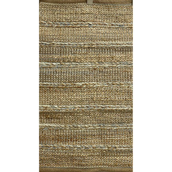 LR Home Braided Dusty Blue 2 ft. 6 in. x 4 ft. Hand-Woven Natural Jute Rug
