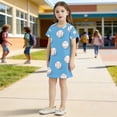thumbnail image 4 of Baseball Pattern Girls' Casual Dresses Short Sleeve Cotton Dress for School Daily Wear 7-8Y, 4 of 8