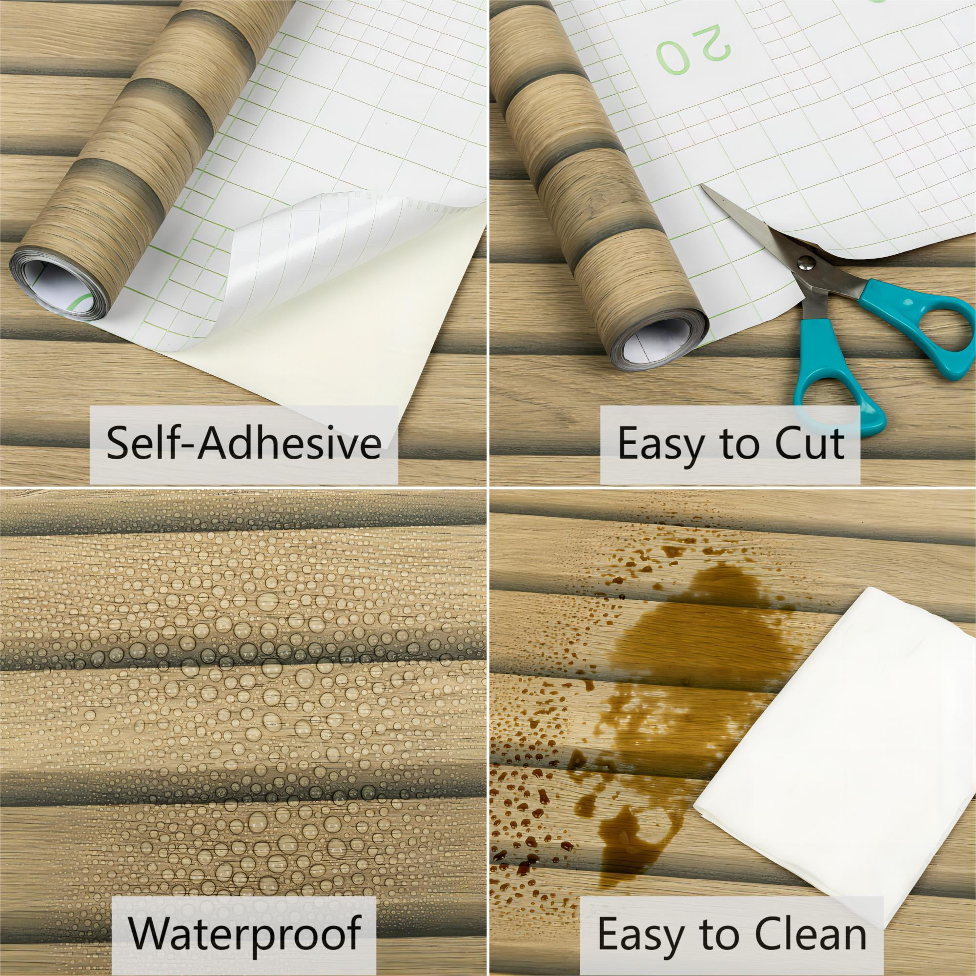 UMIGGEE 15.7 in x 393 in Wood Slat Wallpaper Peel and Stick Brown Shiplap Wall Paper Wood Panel Grain Contact Paper Removable Self Adhesive Faux Wall Covering for Cabinets and Drawers