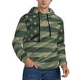 thumbnail image 2 of Kdxio Jungle Green Camo USA Flag Print Mens Casual Hooded Collar Drawstring Hoodies Pullover Sweatshirts Casual Long Sleeve Shirts-Medium, 2 of 7