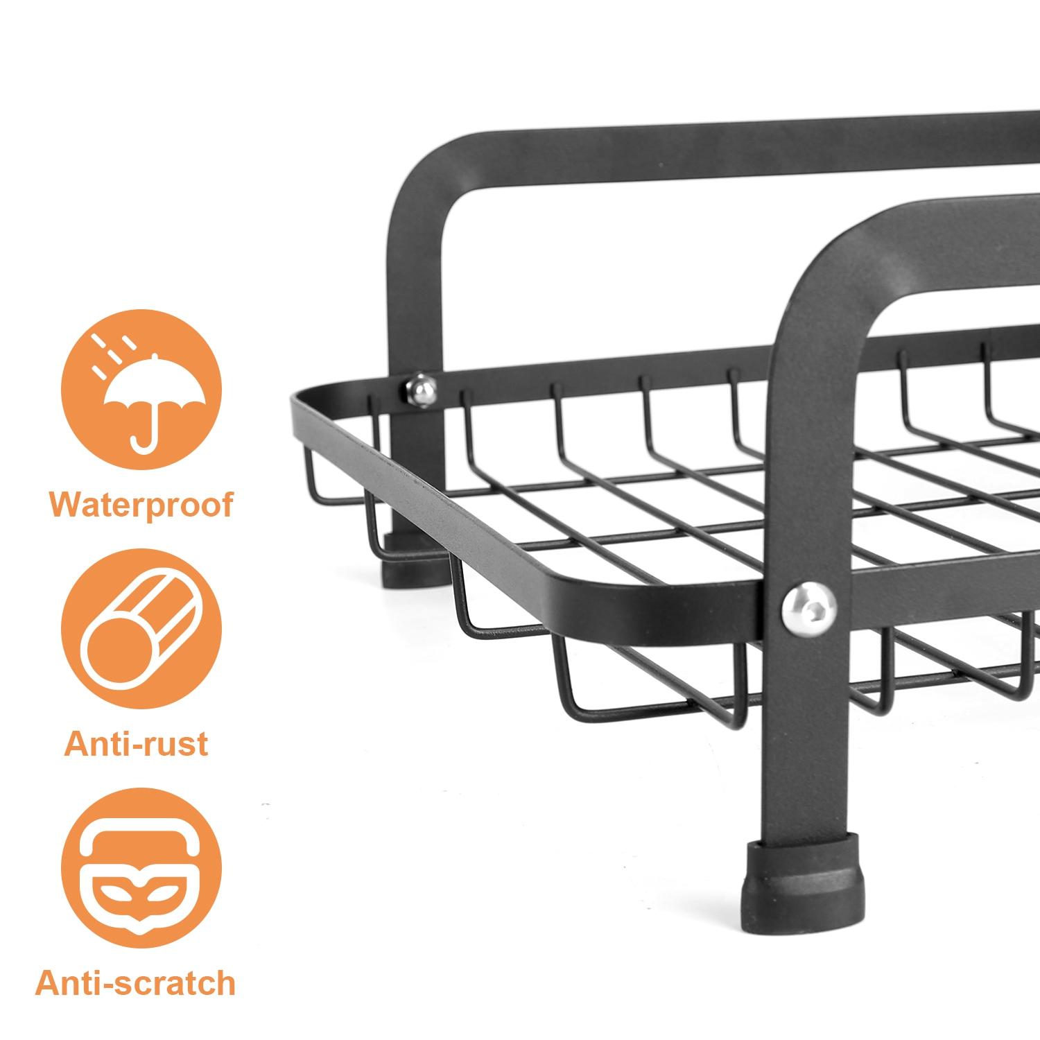 2 Tier Dish Drying Rack, Carbon Steel Rust Resistant Kitchen Drainer, Large Capacity Tableware Organizer with Drainage Tray, Removable Utensil Holder, for Kitchen Countertop Sink Corner