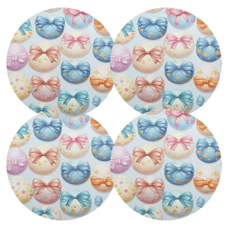 

Ryvnso Egg with Bow Tie Round Plate Mats Dining Table Placemat Set of 4 for Holiday Decoration
