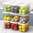 thumbnail image 7 of Fridge Bin Airtight Food Storage Containers，for Fruits Vegetables and Snacks Transparent Plastic and Space-saving Kitchen Organizers, 7 of 7