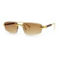 thumbnail image 4 of Bevel Lens Rimless Hustler Retro Gangster Rapper Rectangle Luxury Sunglasses Gold - Brown, 4 of 8