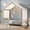Grey Canopy, variant on Bellemave Twin Size Canopy Bed, Montessori Floor Bed with High Railings, Wooden Twin House Bed with Roof, House Shaped Bed Twin, Natural