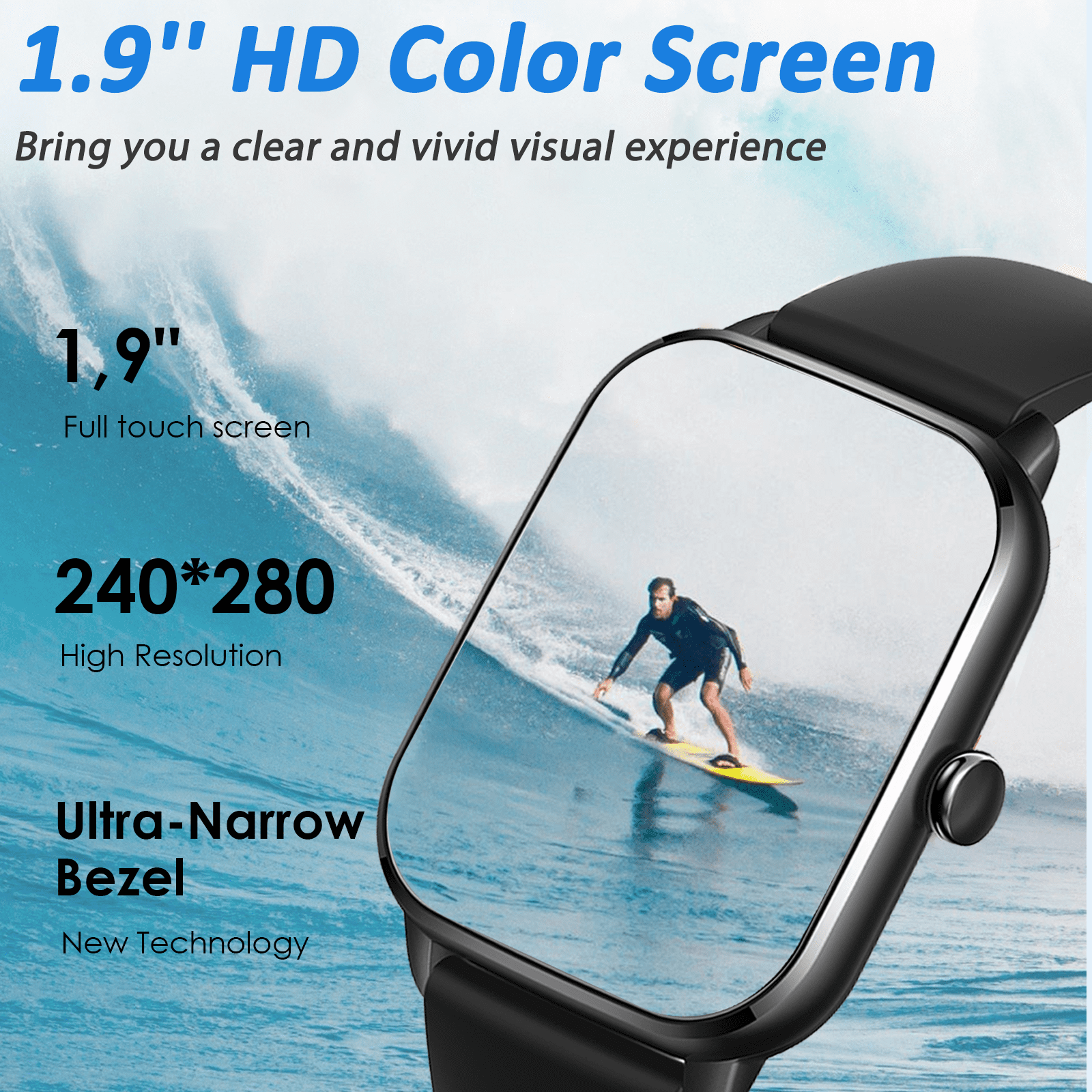 Cyberdyer Smart Watch Fits for Samsung/iPhone/Android, IP67 Waterproof Smartwatch for Women Men 100+ Sports Modes 1.9-inch Fitness Tracker,Long Battery Life,for Thanksgiving Halloween Gift Black