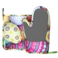 thumbnail image 3 of Disketp Colorful Easter Eggs Oven Mitts And Potholders Bbq Gloves-Oven Mitts And Pot Holders With Recycled Infill Silicone Non-Slip Cooking Gloves For Cooking Baking Grilling, 3 of 9