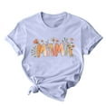 thumbnail image 2 of GaThRRgYP Mama Shirts for Women Women Mother's Day Gift Mom Flower Print Short Sleeve Round Neck T-shirt Pattern Top Purple L, 2 of 7