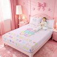 thumbnail image 3 of meiyoeat Gradient Personalized Monogram Bed Sheets,Balloon Rainbow Alphabet Initial Art Full Size Sheets For Girl,4-Piece,1 Flat Sheet,1 Fitted Sheet and 2 Pillowcases, 3 of 6