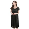 thumbnail image 2 of Cxenplz Deals of The Day Clearance Women's Silk Pleated Nightgown Casual Loose Fit Sleepwear Nightshirt Lightweight Short Sleeve Long Sleep Dress, 2 of 7