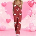thumbnail image 3 of Fgvctg Valentine's Day Womens Jumpsuit Wide Leg Pant Romantic Overalls Love Heart Print Sleeveless Date Night Spaghetti Straps Jumpsuit Romper Bib Overalls Plus Size Sprimg Pant With Pockets Red S, 3 of 3