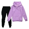 thumbnail image 2 of CCRFTGI Boys Girls Sweat Suits 2 Piece Set Size 6 Casual Outfits Holiday Lounge Sets Soft Fall Winter Hoodies Sweatshirt Sweatpant Tracksuit Sets Purple 5-6Y, 2 of 3