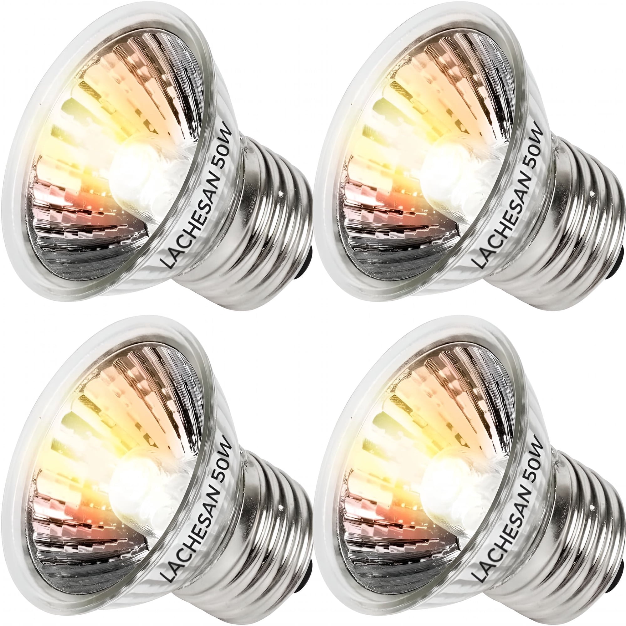 HIBIBUD 4-Pack 50W UVA Reptile Heat Lamp Bulbs, E26 Base Turtle Basking Light for Amphibian Tanks, Terrariums and Cages, Wide Compatibility