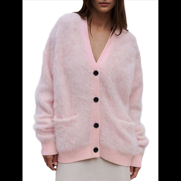 Cárdigan de para Mujer, Estilo Holgado, de Punto Cálido. Rosa M