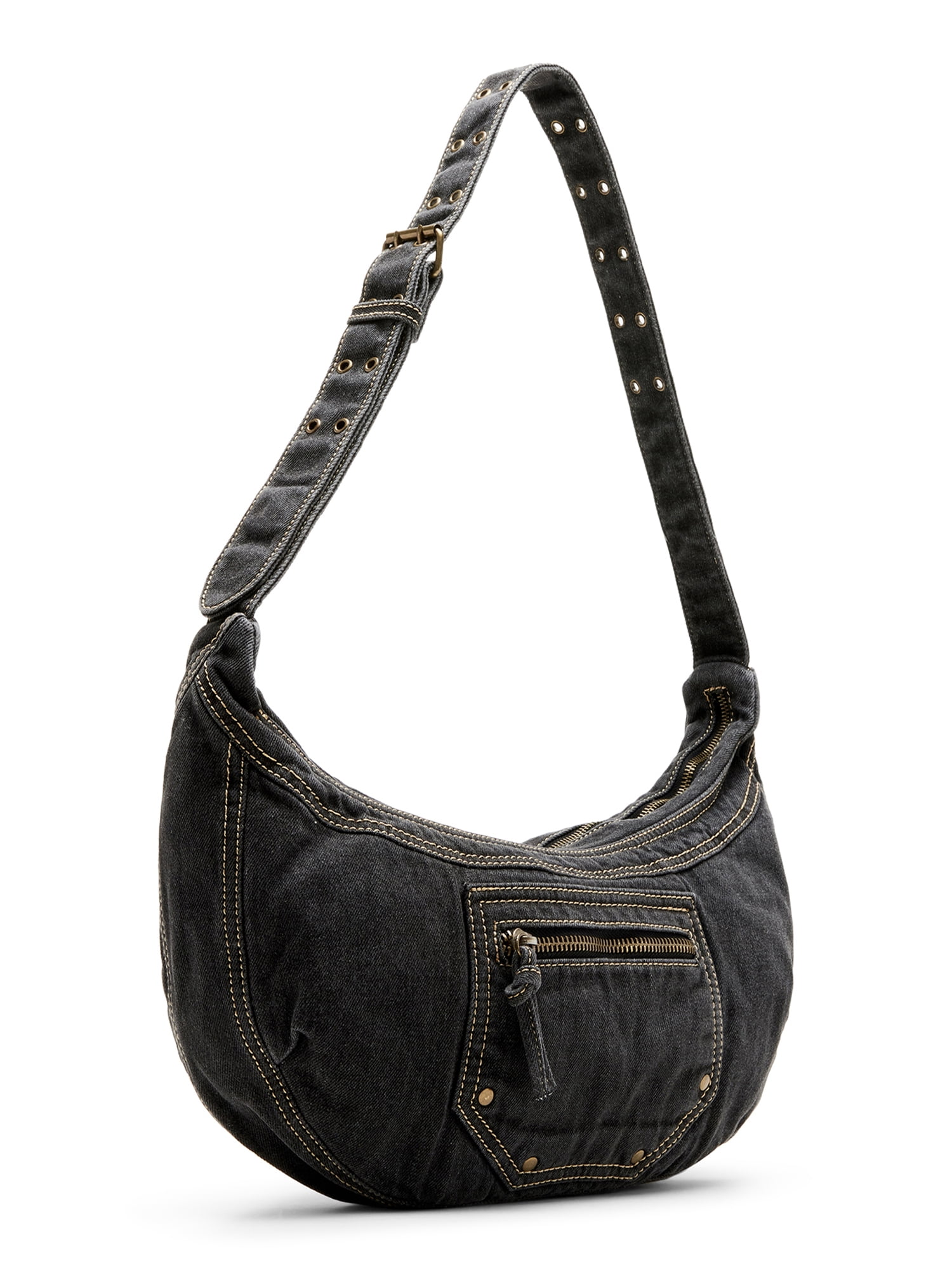 ★ ★ Women's Logo Denim Small Soft Hobo Bag 4F32 No Boundaries Women's Denim Hobo Bag, Dark Wash - Walmart.com