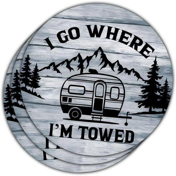 (3 Pcs) I Go Where I'm Towed RV Trailer Camper Bumper Decal - Vinyl Decal for Cars, Laptop, Water Bottle, and More - 5 Inch Cool Sticker