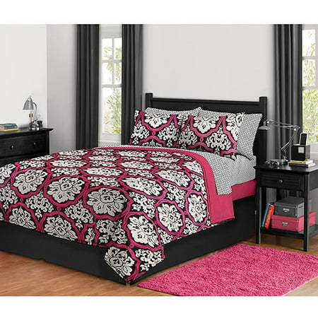 Dotted Damask Bed in a Bag Bedding Set