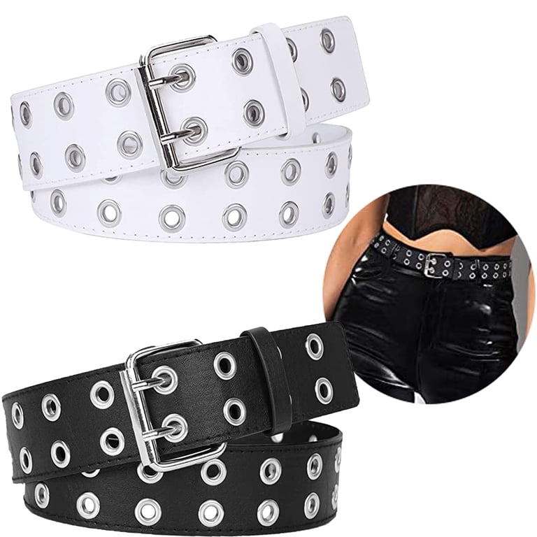 7675 Double Grommet Belt For Women Men Genuine Leather Belts Graffiti Double Grommet Belt for Women, Full Grain Leather Belt, Made  main image 3