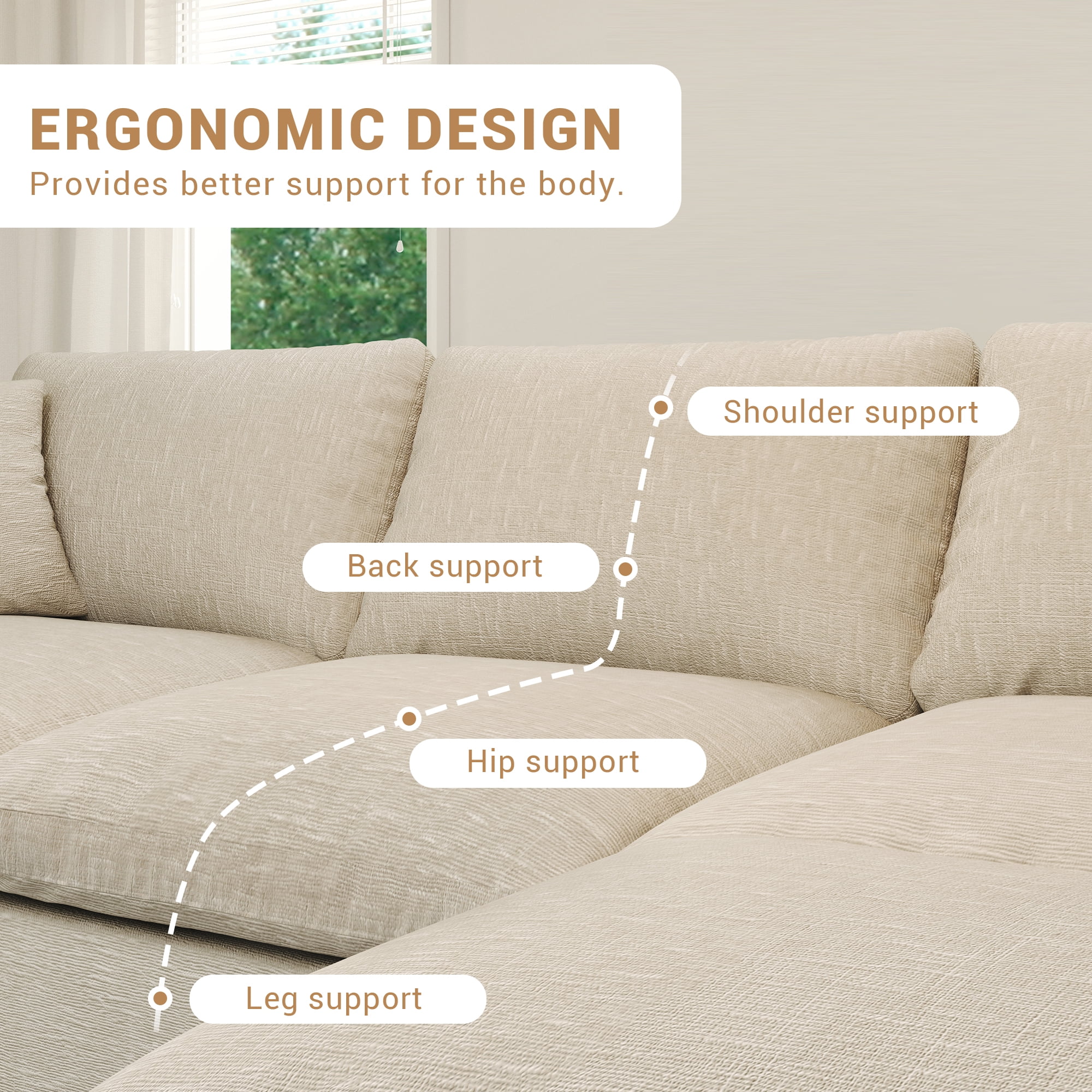 Gtilzria Cloud Modular Sectioanl Sofa Couch, Comfy Modern Sectioanl Cloud Couch U-shaped Modular Down Filled Sofa with Ottoman for Living Room Apartment Office, Beige