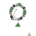 thumbnail image 2 of Silvertone Green Resin Christmas Tree with Crystals Green Christmas Bead Bracelet, 2 of 4