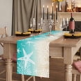 thumbnail image 2 of Table Runners 72 Inches Long Dress Scarves, Teal Beige Ombre Coastal Farmhouse Kitchen/Dining Table Runner, Coffee Tablerunners, Nautical Beach Starfish Coral Summer 14x72 Inch, 2 of 9