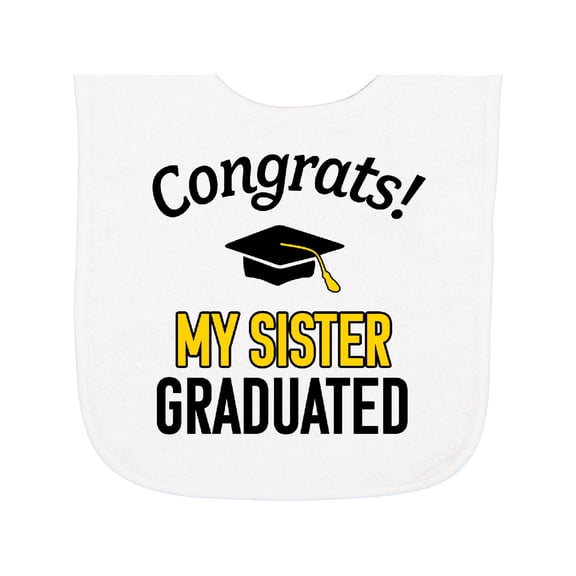 Inktastic Congrats My Sister Graduated with Cap Baby Terry Cloth Bib