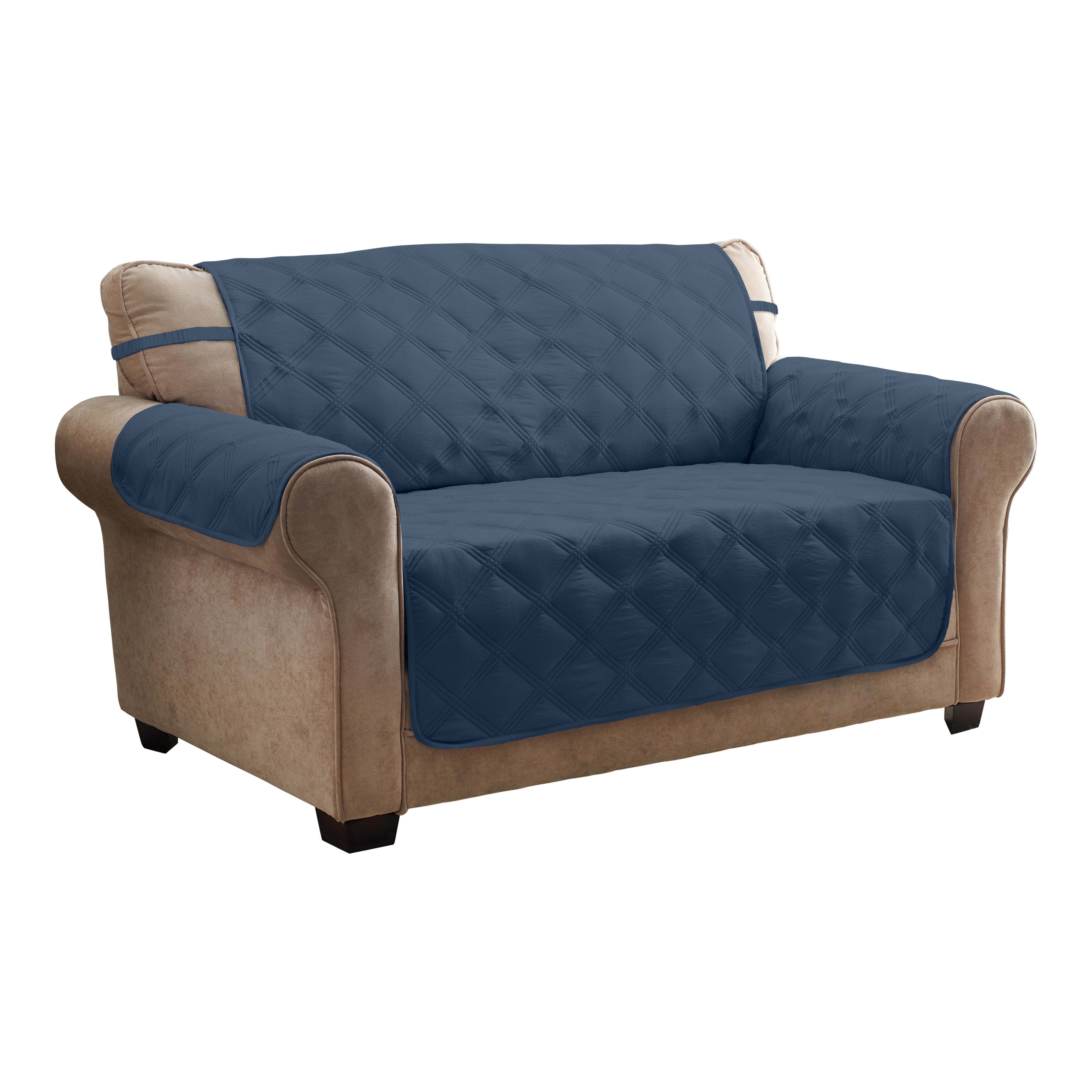 Innovative Textile Solutions 1-piece Hampton Diamond Secure Fit Loveseat Furniture Cover, Blue - image 2 of 7