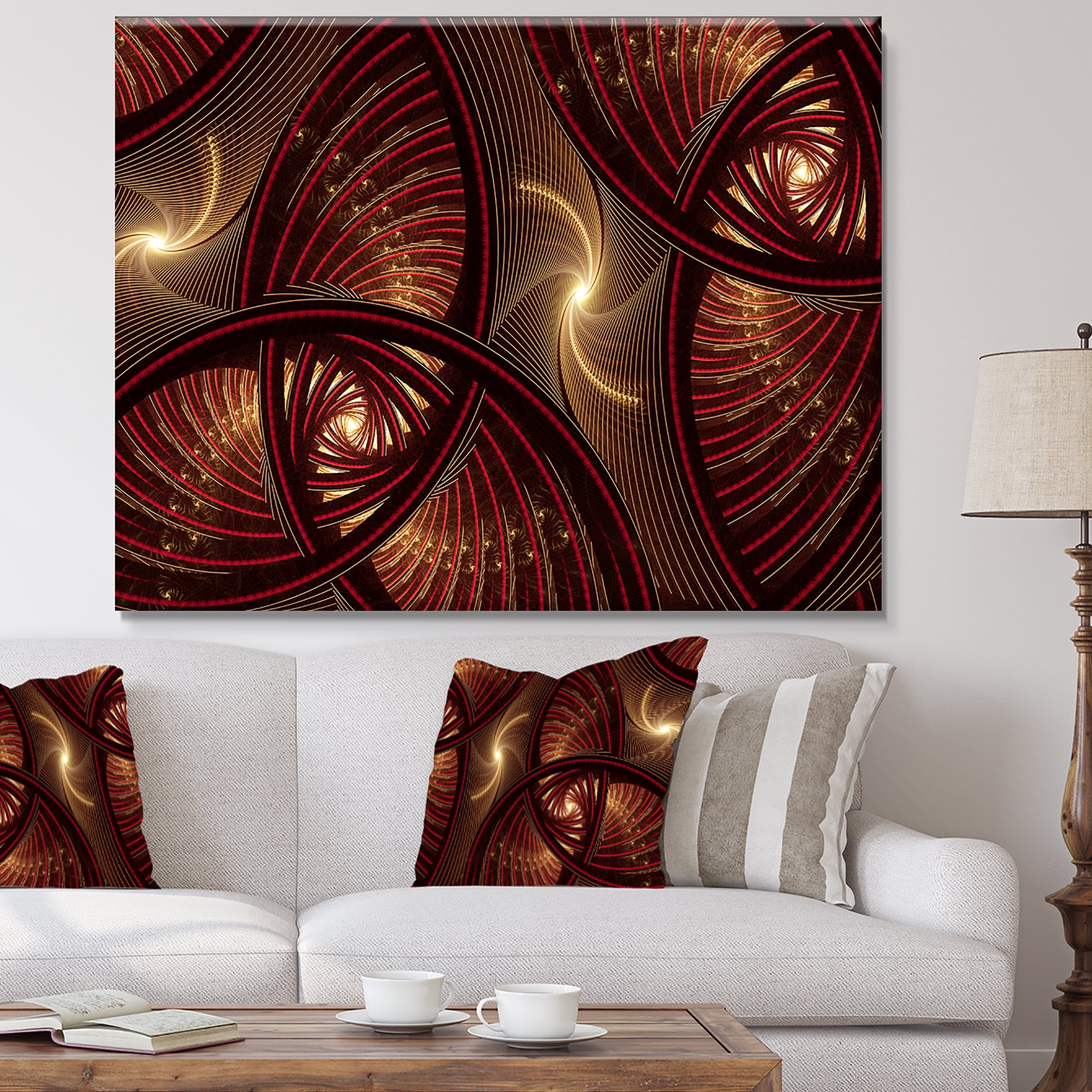 Designart 'Brown Symmetrical Fractal Pattern ' Floral Canvas Art Print
