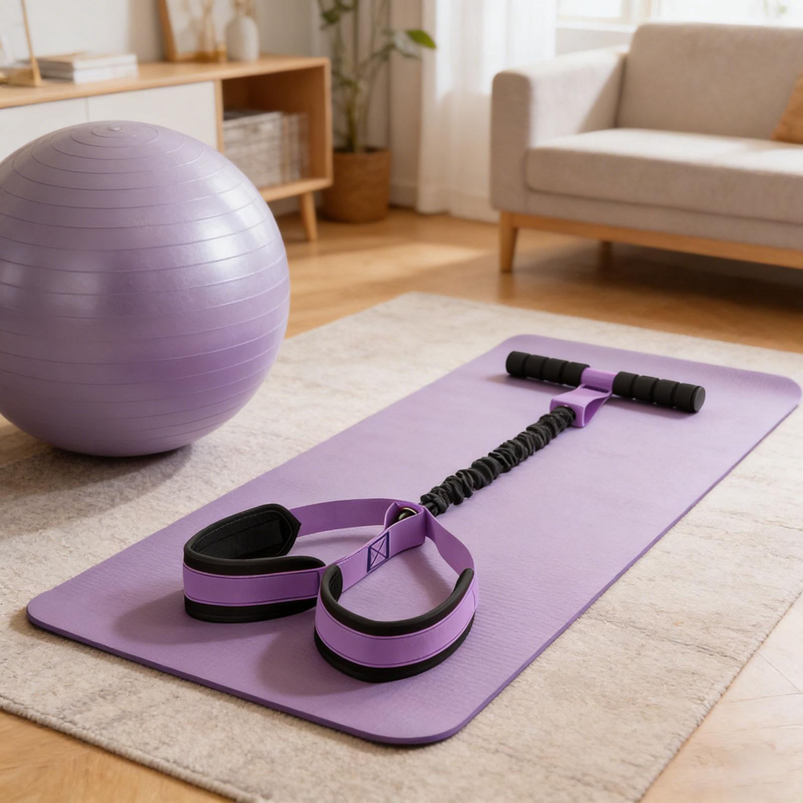 Dualoai Pedal Resistance Band with Handle Training Workout Pull Rope Sit up Exercise Purple