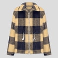 thumbnail image 2 of YDFCWXW Plaid Fuzzy Jacket for Women Oversized Lapel Collar Fleece Zip Up Jackets Winter Warm Outwear with Pockets Yellow, M, 2 of 3