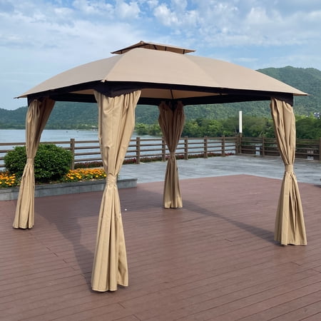 UWR-Nite 10’x10’ Square Gazebo Canopy Tent with Frame and Fabric, Patio Outdoor Canopy Tent, Waterproof Outdoor Tents for Backyard Double Roof Vented Gazebo Canopy Tent For Party