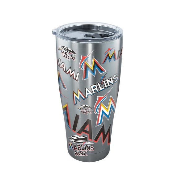 MLB Miami Marlins All Over 30 oz Stainless Steel Tumbler with lid