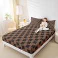 thumbnail image 4 of Manfei Brown Rhombus Pattern Twin Sheet Sets,Modern Abstract Geometric Twin Fitted Sheet,Minimalism Style Flat Sheet For Girls Boys,Luxury Bedroom Decor,3 Pieces, 4 of 7