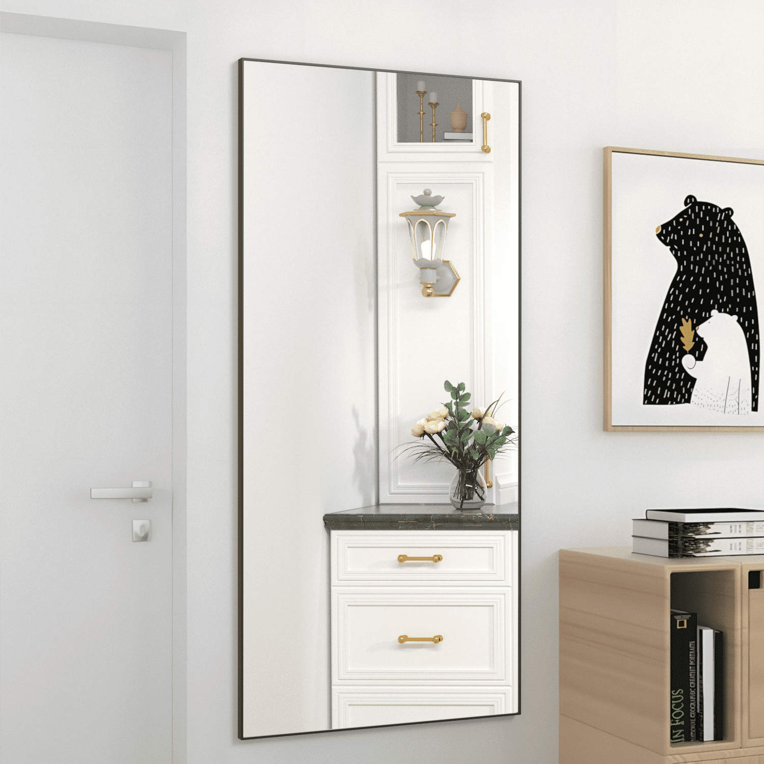 CONGUILIAO 65" × 24" Mirror Full Length Mirror Floor Mirror Full length Standing Mirror Large Rectangle Leaner Mirror Full Body Black Mirror