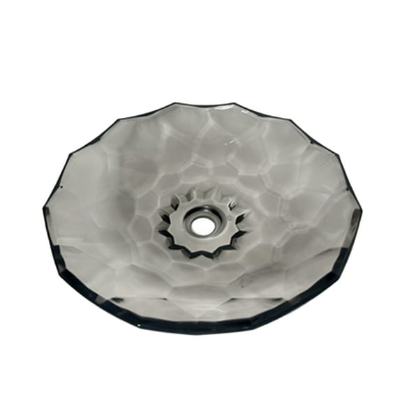 Transparent grey Glass Vessel Sink, Modern Vanity Bowl with Pop-Up Drain for Bathroom | LAV-FWS103