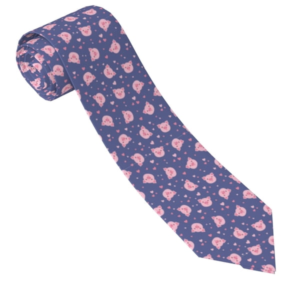 Xecao Cute Pig Print Tie For Men Necktie Woven Jacquard Neck Ties,Classic Men's Tie