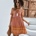 thumbnail image 1 of Summer Dresses for Women Maxi Dress Crew Neck Print Dress Boho, 1 of 7
