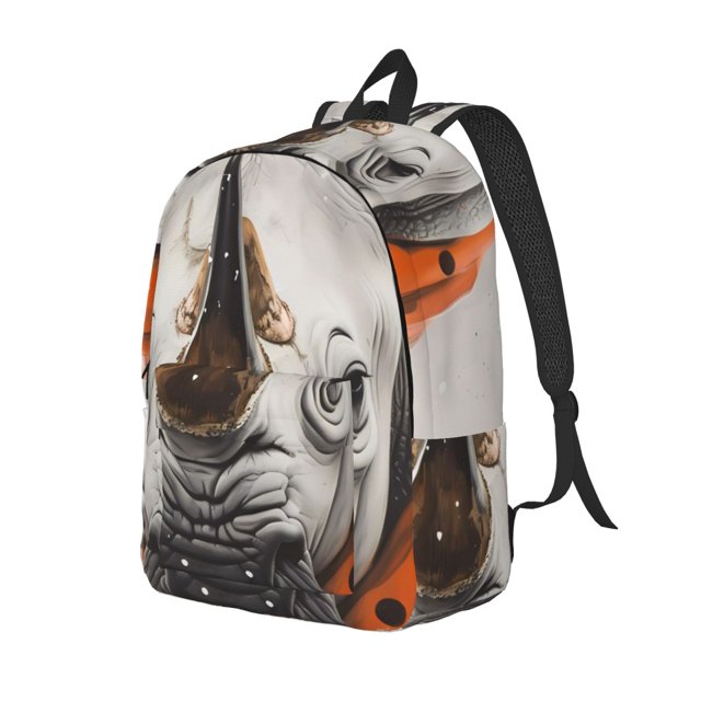 Easygdp Polka Dot Rhino Welcome Mochila de Lona Resistente para Laptop, Compatible con Laptops de 15 a 17 pulgadas, Ideal para Escuela, Trabajo y Viajes-Small