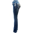 thumbnail image 3 of Jack David Women's Rhinestone Mid Rise Bootcut Stretchy Denim Jeans Pants (Bootcut Blue NV4007), 3 of 4