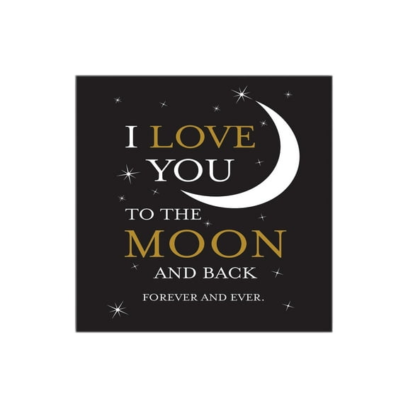 Love You Moon Back Slate Grey Stars 12 x 12 Wood Wall Sign Plaque