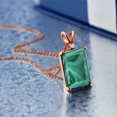 thumbnail image 2 of Gem Stone King 18K Rose Gold Plated Silver Green Malachite and White Moissanite Pendant Necklace for Women (10.02 Cttw, Gemstone Birthstone, Emerald Cut 14X10MM, with 18 inch Silver Chain), 2 of 4