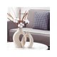 thumbnail image 4 of Ceramic Vase Set Of 2, Round Modern Vase For Nordic Minimalist Book Style Shelf Decor, Donut Boho Aesthetic Vases For Trendy Home Living Room Entryway, 4 of 5